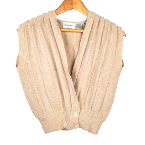 Vntg Evan Picone Women's Cream Sweater Vest. Lambswool & Angora. 80s. MED. A000 - Picture 1 of 8